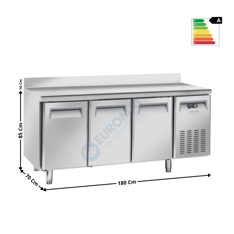Meuble Table réfrigérée 3 portes positive pleines / ENERGY A – Version Murale | QR3200 | COOL HEAD Certifié