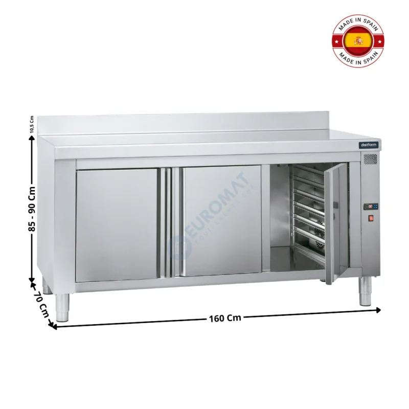 Bon Plan Table chauffante à Portes Battantes 160x70cm / Spécial à Glissières GN1/1 – Version Murale – Série Premium | F0432002 | DISTFORM