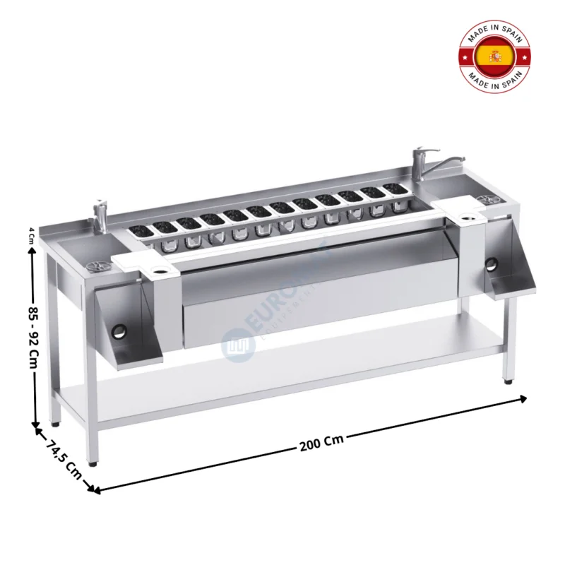 Meuble cocktails neutre / Avec étagère / Double Bacs – 200 cm – Série Premium | FMC19020 | DISTFORM Meilleur Prix