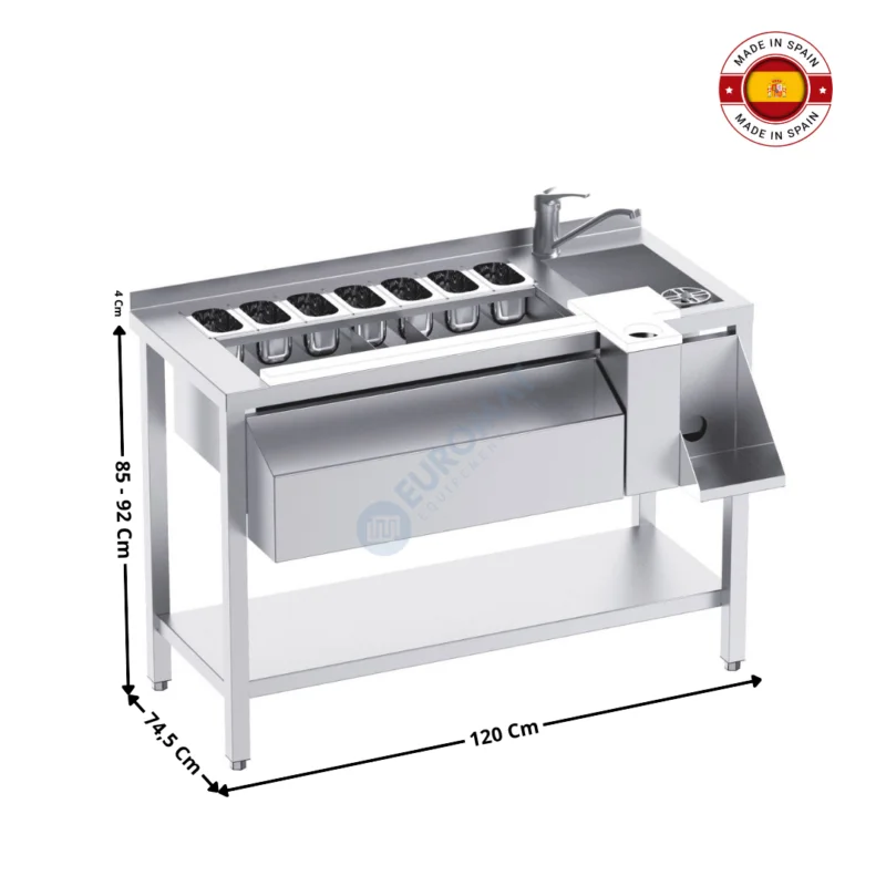 Retour Gratuit Meuble cocktails neutre / Avec étagère / Simple Bac – 120 cm – Série Premium | FMC1912D | DISTFORM