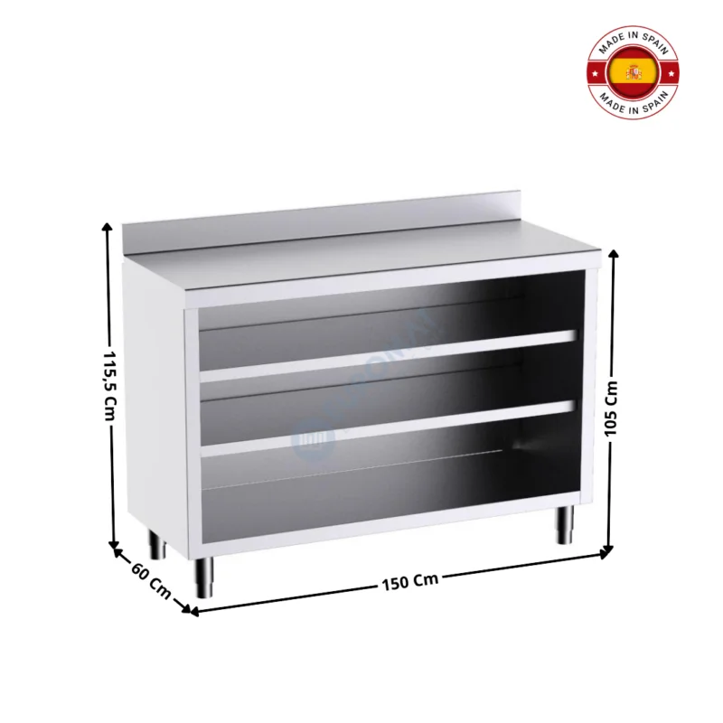 Acheter En Ligne Meuble Arrière de Bar Neutre 150x60 Cm avec étagères – Série Premium | F3010126 | DISTFORM