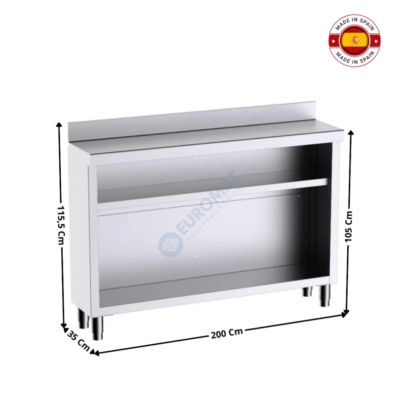 Meuble Arrière de Bar Neutre 200x35 Cm avec étagères – Série Premium | F3010004 | DISTFORM Expédition Rapide