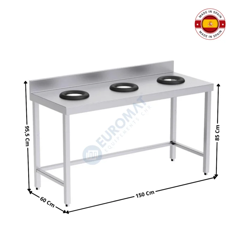 Soldes Table de Recyclage Ouverte 150x60 Cm – 3 Anneaux – Murale / Gamme 600 – Série Premium | FMR36015 | DISTFORM