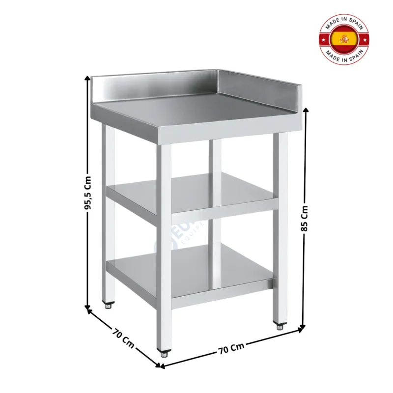 Table inox 700x700 / Type murale – Spécial angle / Avec étagères – Série Premium | FMA27070 | DISTFORM Promotion