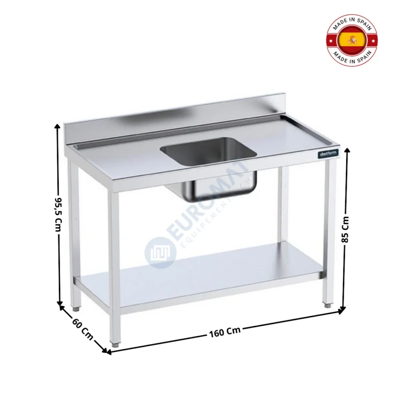 Table inox 1600x600 / Ouvert avec bac centrale – Série Premium | FCCES616 | DISTFORM Nouvelle Collection