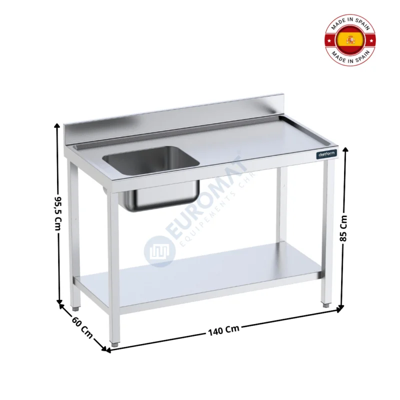 Produit De Marque Table inox 1400x600 / Ouvert avec bac à gauche – Série Premium | FCIES614 | DISTFORM
