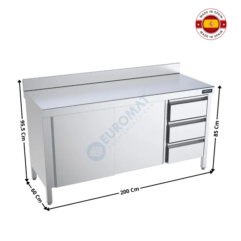 Meuble de travail spécial tiroirs 200x60cm / Murale – Série Premium | FMPBD620 | DISTFORM Super Prix