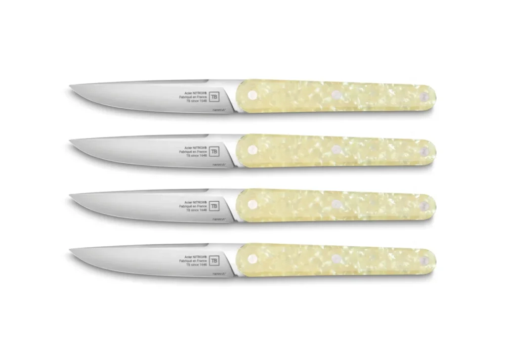 Seulement Aujourd’hui Coffret de 4 couteaux de table nacre 22 cm Joseph Tarrerias Bonjean