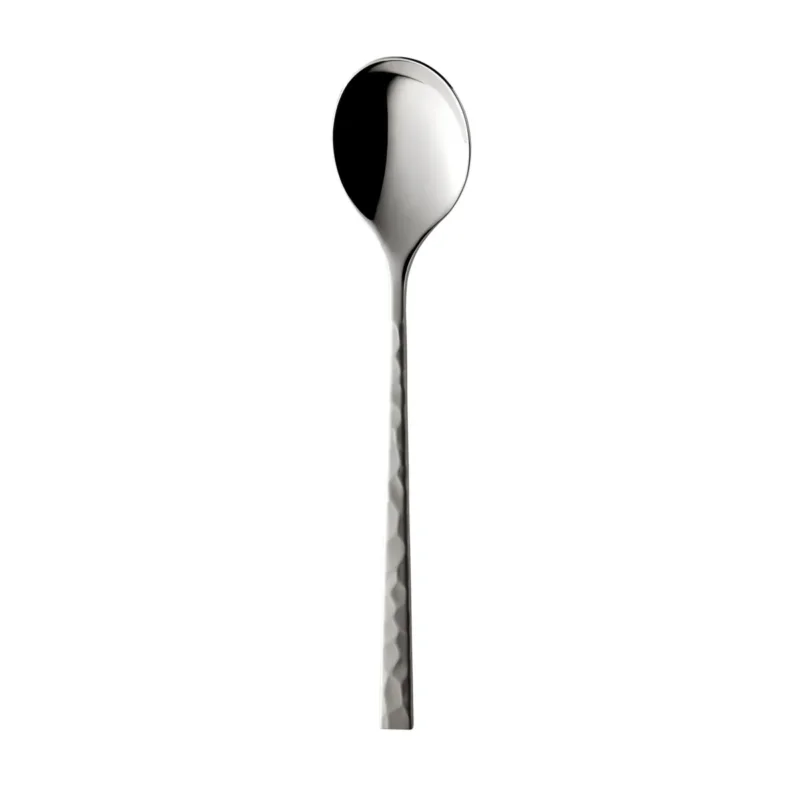 Prix Bas Cuillère à dessert inox 18/10 19 cm Fuse Martele Degrenne
