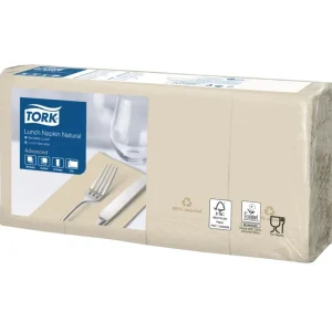 Serviette beige ouate de cellulose 33x33 cm pliée en 8 Tork (200 pièces) Authentique