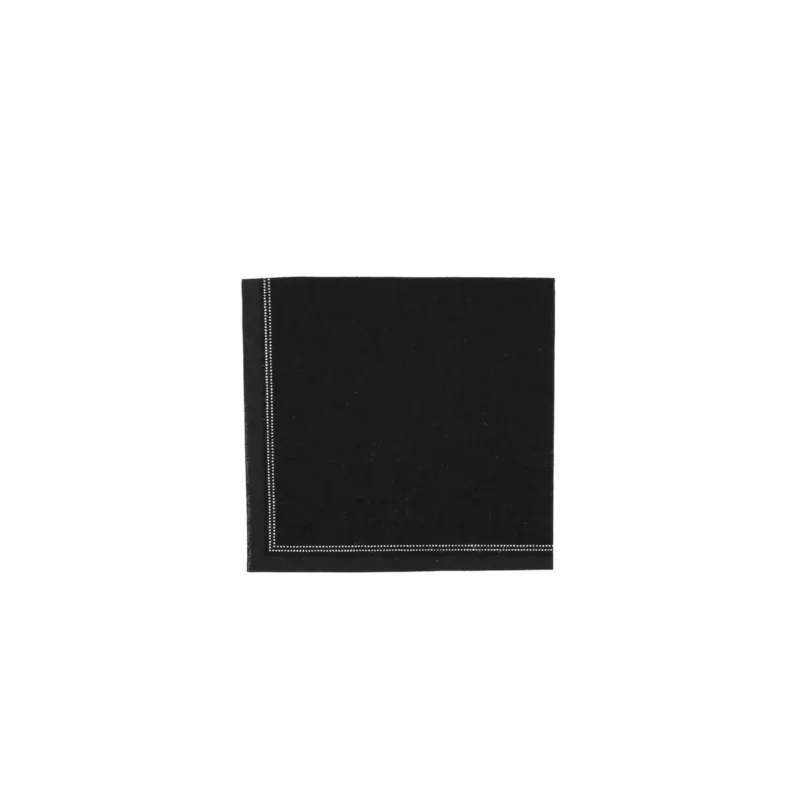 Authentique Paquet 25 serviettes cocktail noir coton 20x20 cm pliée en 4 Oxstal Pro.mundi