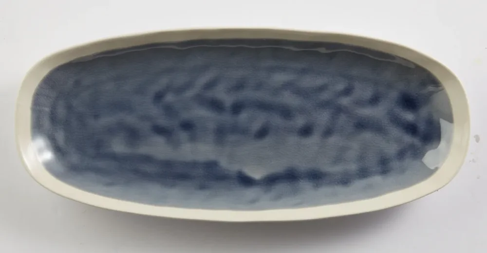 Dernière Chance Plat ovale bleu grès émaillé 25 cm Winter Pro.mundi