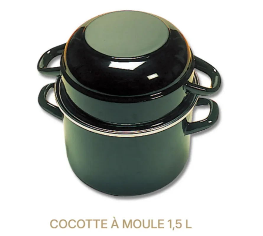 Marmite à moules acier émaillé Sans revêtement Avec couvercle Ø 18 cm 15 cm 1,5 L Offre Du Jour