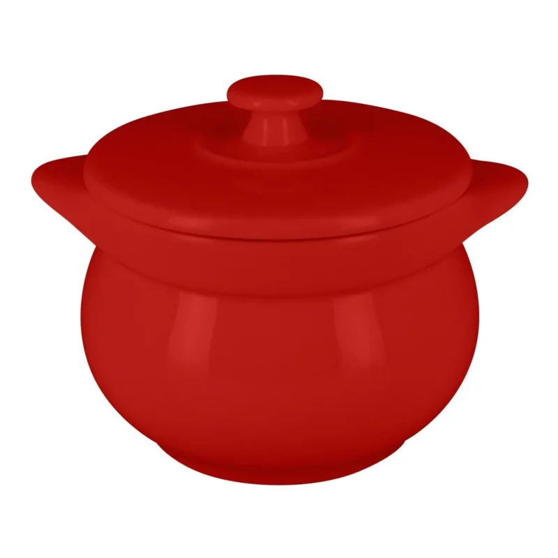 Commande En Gros Soupière avec couvercle rond rouge porcelaine vitrifiée Ø 10,8 cm Chefs Fusion Rak