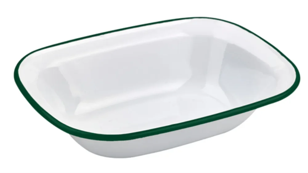 Seulement Aujourd’hui Plat rectangulaire blanc acier émaillé 18 cm