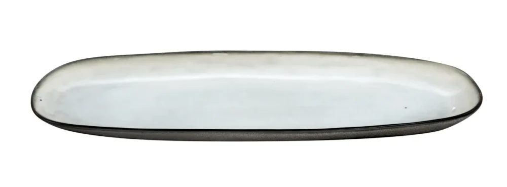 Plat ovale blanc grès émaillé 35,5 cm Shadow Medard De Noblat Offre Spéciale
