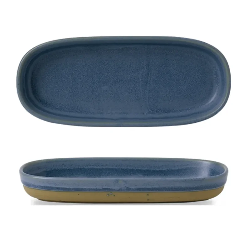 Prix Réduit Plat à partager rectangulaire bleu porcelaine vitrifiée 23 cm Emerge Oslo Churchill