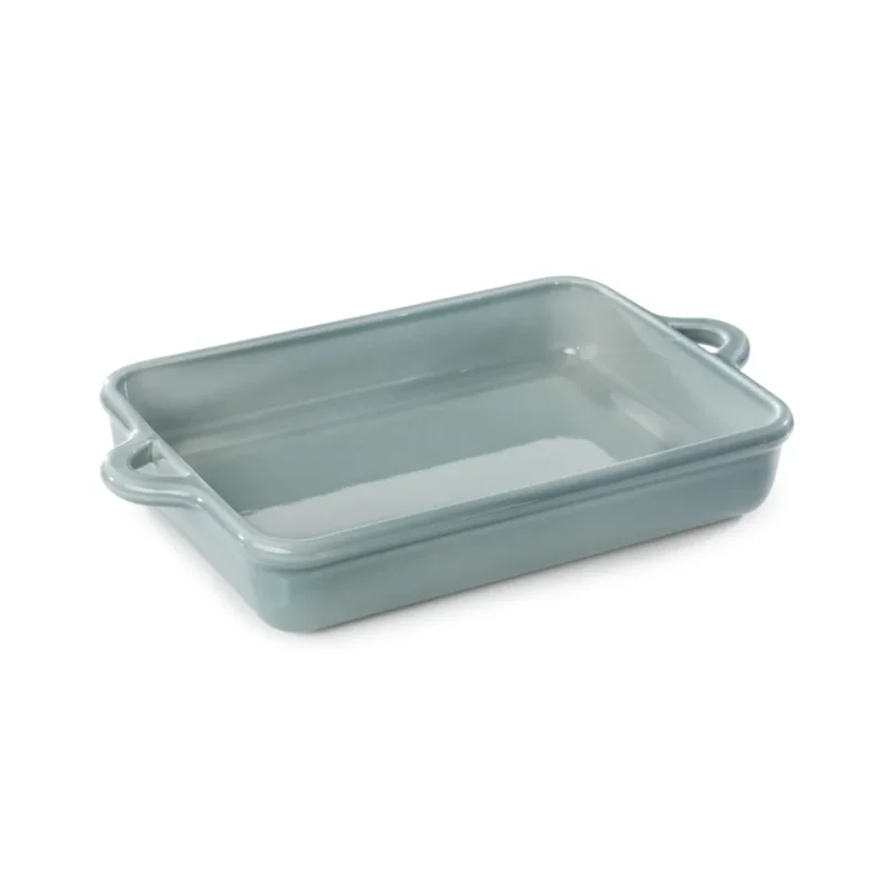 Promotion Plat à gratin rectangulaire Gris nuage porcelaine culinaire 34x25 cm Bombance Revol
