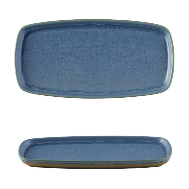 Jusqu’à Épuisement Des Stocks Assiette à partager rectangulaire bleu porcelaine vitrifiée 30x14,7 cm Emerge Oslo Churchill