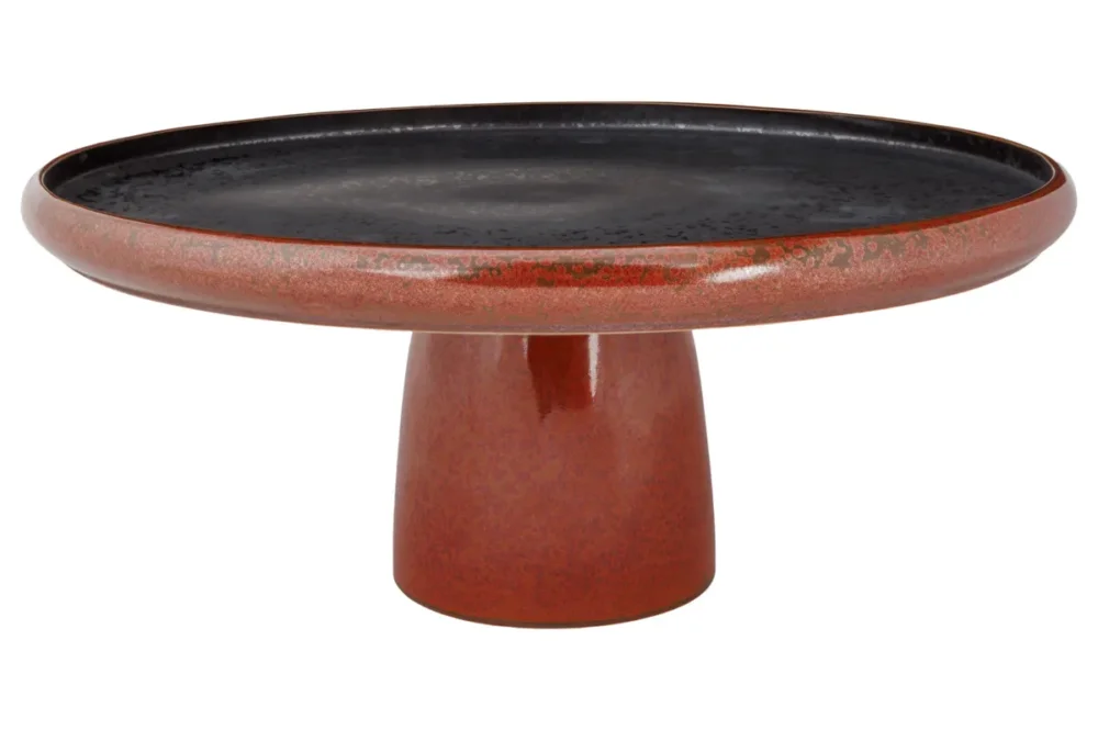 Plateau surélevé rond brun porcelaine Ø 29 cm Elements Maroon Proof Livraison Express