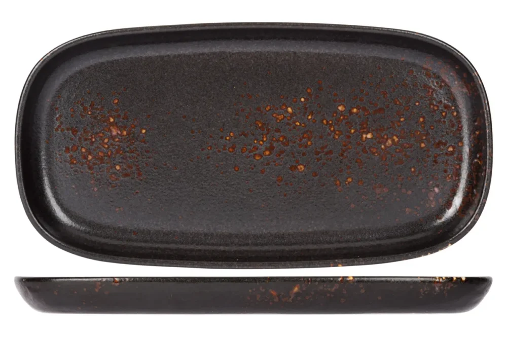 Bon Plan Plat rectangulaire noir porcelaine 30 cm Etna Proof