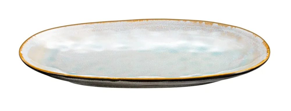 Plat ovale bleu grès émaillé 36 cm Shadow Medard De Noblat Nouvelle Collection