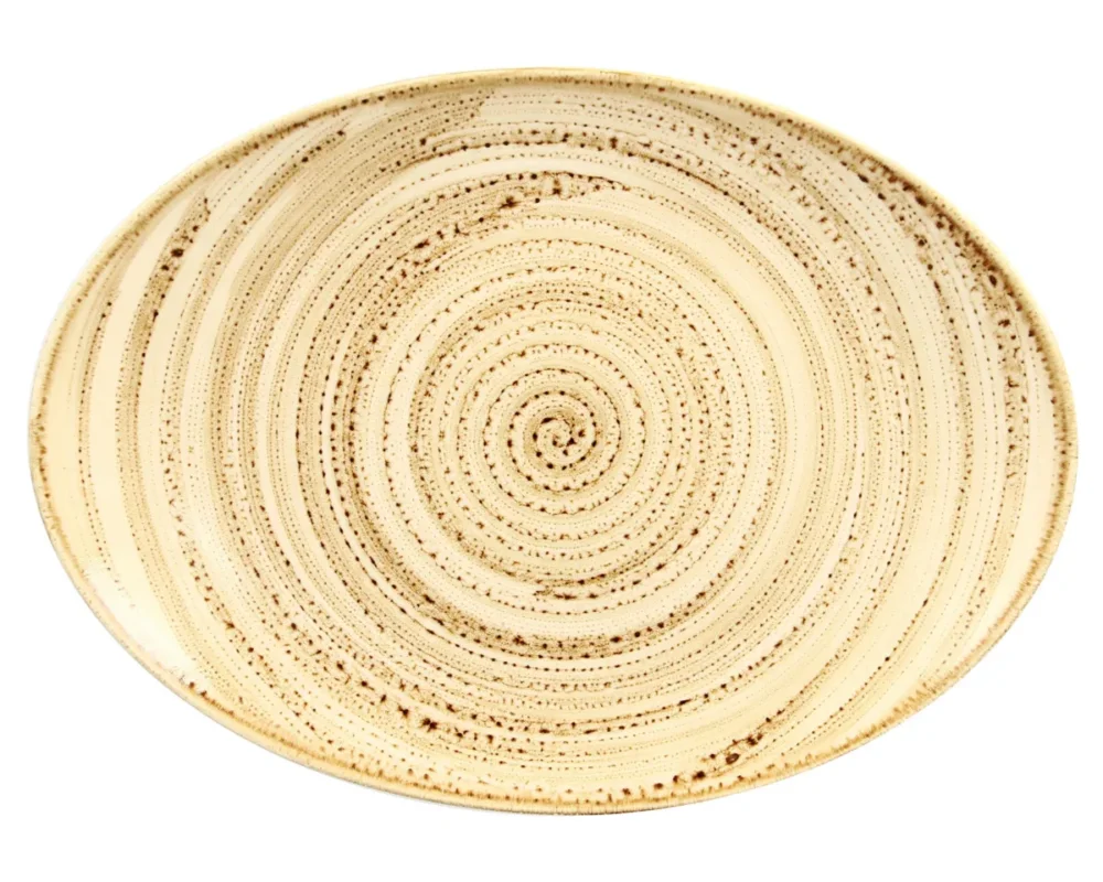 Plat ovale beige porcelaine vitrifiée 32 cm Twirl Rak Prix Bas