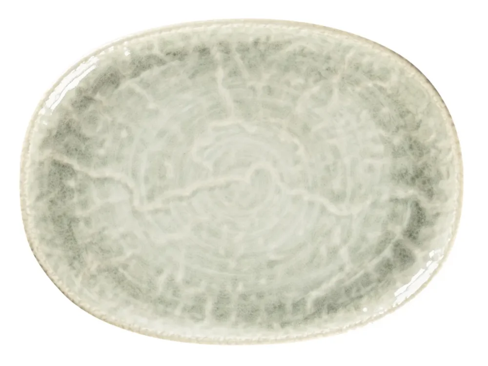 Haute Qualité Plat coupe ovale céladon porcelaine vitrifiée 28 cm Krush Rak