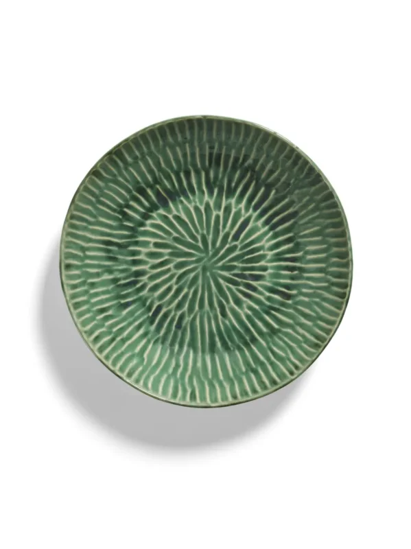 Super Prix Plat de présentation rond vert grès émaillé 26 cm Ø 26 cm Verde Lanza Serax