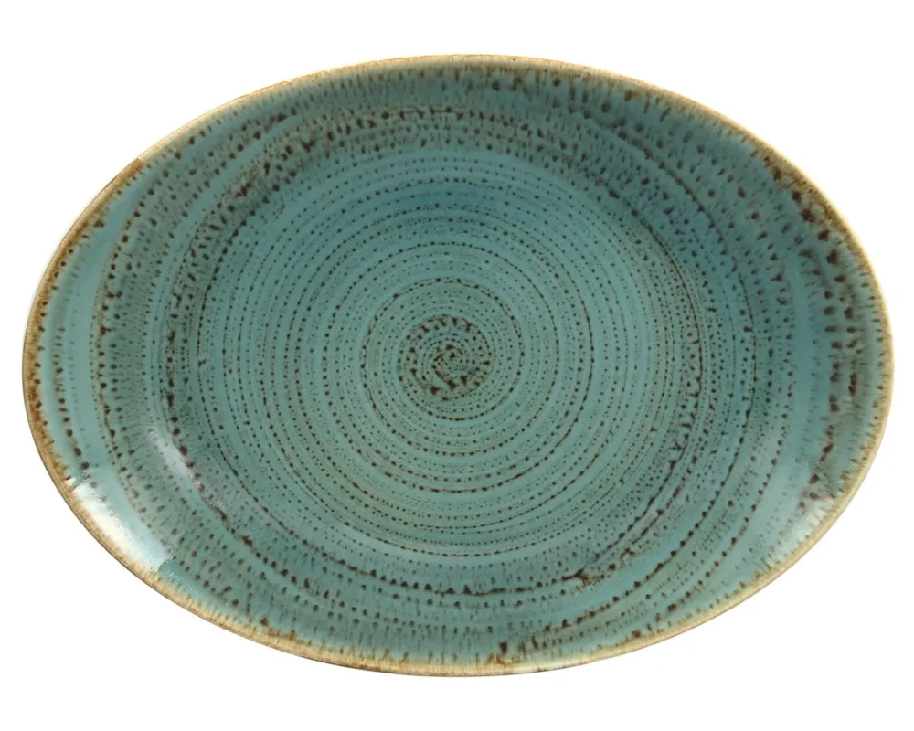 Acheter En Ligne Plat ovale bleu porcelaine vitrifiée 32 cm Twirl Rak