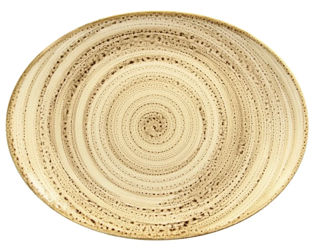 Plat ovale beige porcelaine vitrifiée 36 cm Twirl Rak Top Vente