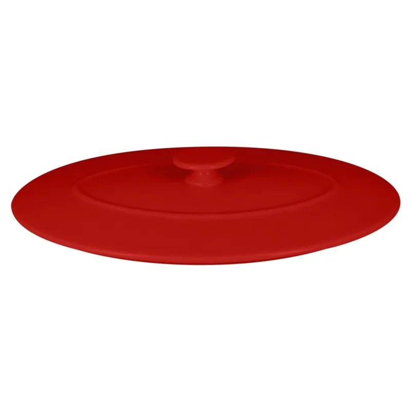 Usine Directe Couvercle avec poignée ovale rouge porcelaine vitrifiée 26x18 cm Chefs Fusion Rak