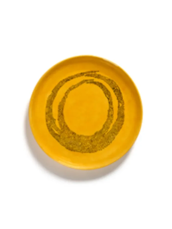 Plat de présentation rond sunny yellow - points noirs grès émaillé Ø 35 cm Feast By Ottolenghi Serax Top Vente