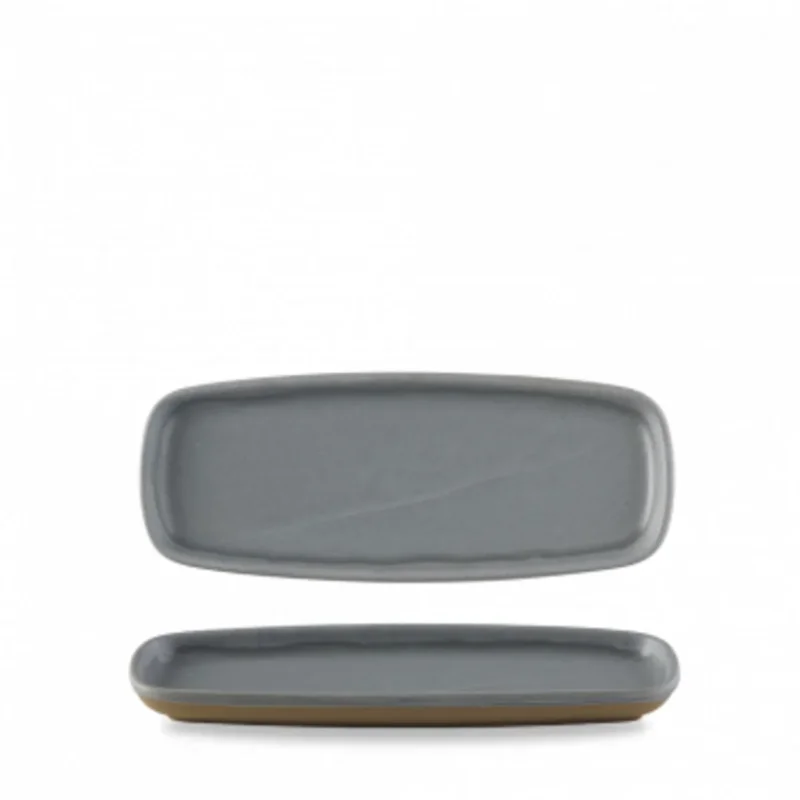 Assiette à partager rectangulaire gris porcelaine vitrifiée 25,1x10 cm Emerge Seatle Churchill Nouveauté