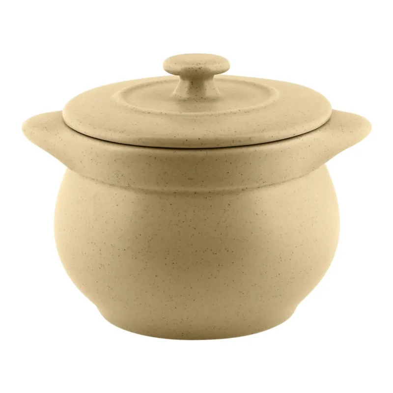 Soupière avec couvercle beige porcelaine vitrifiée Ø 10,8 cm Genesis Rak Top Vente
