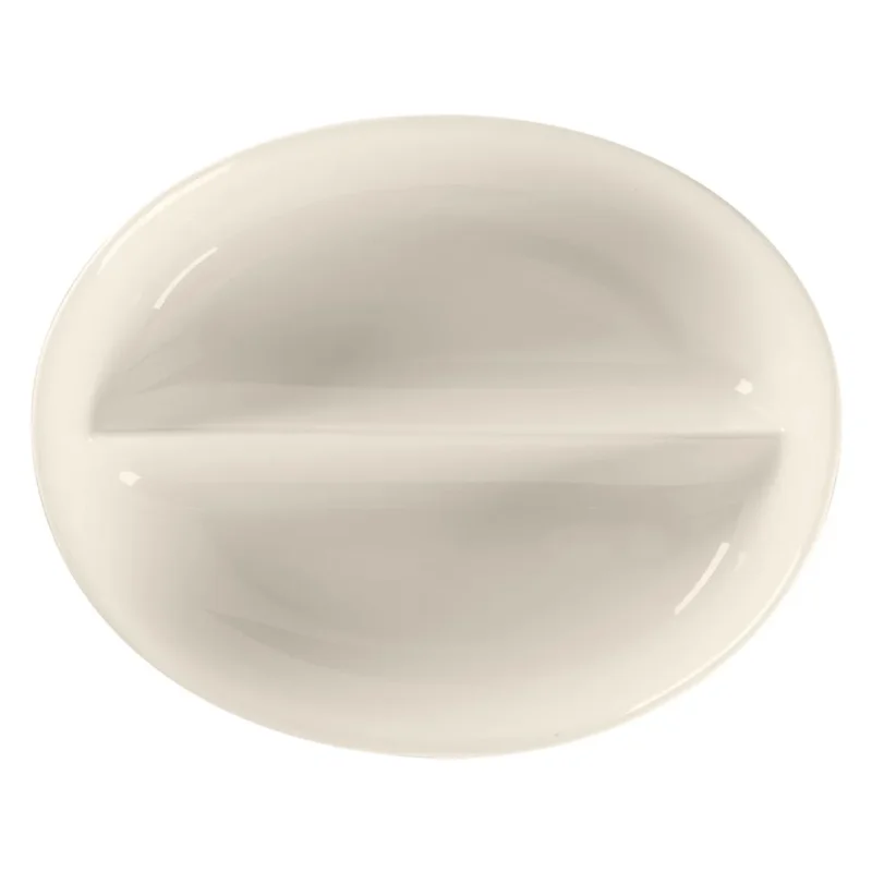 Plat à légumes 2 compartiments ovale blanc porcelaine bone china 21 cm Bravura Rak Top Vente