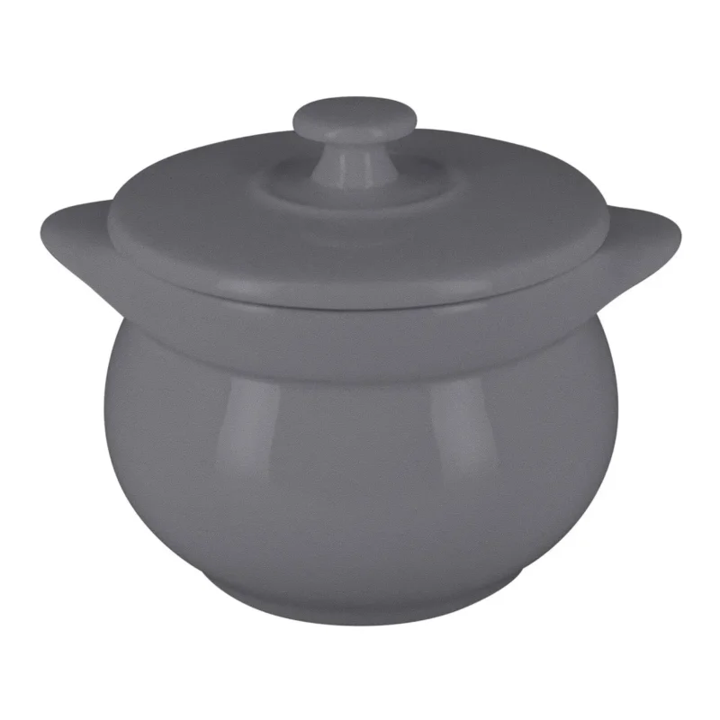 Solde Soupière avec couvercle rond gris porcelaine vitrifiée Ø 10,8 cm Chefs Fusion Rak