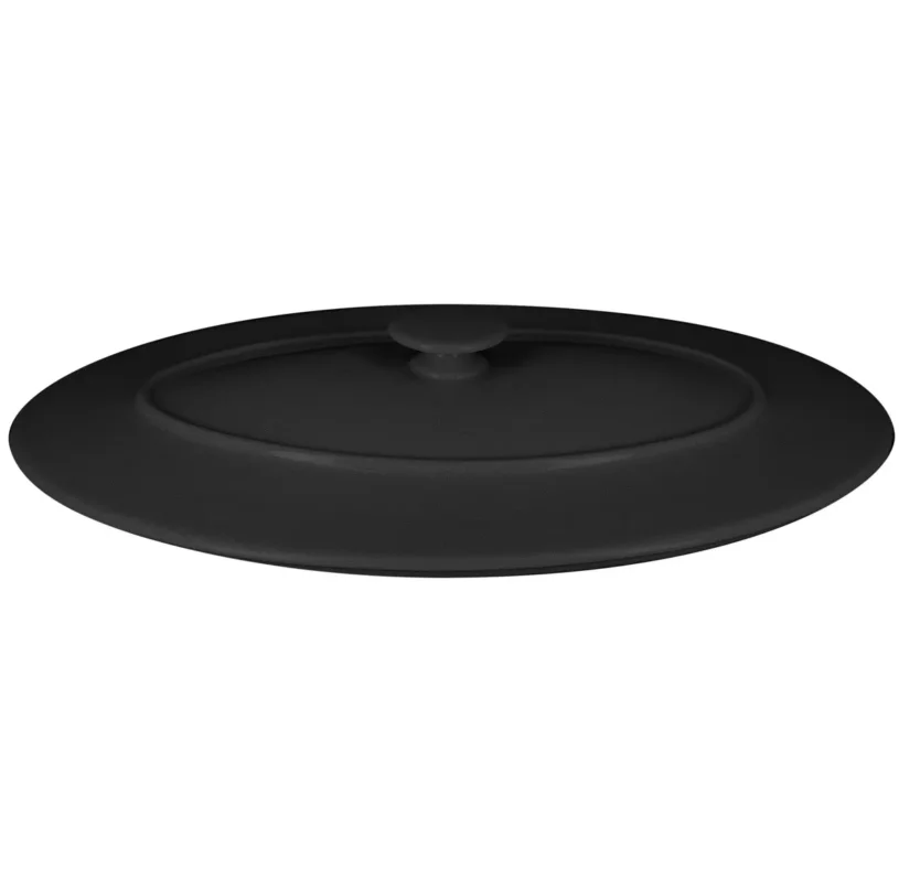 Satisfait Ou Remboursé Couvercle avec poignée ovale noir porcelaine vitrifiée 37,2x25 cm Chefs Fusion Rak