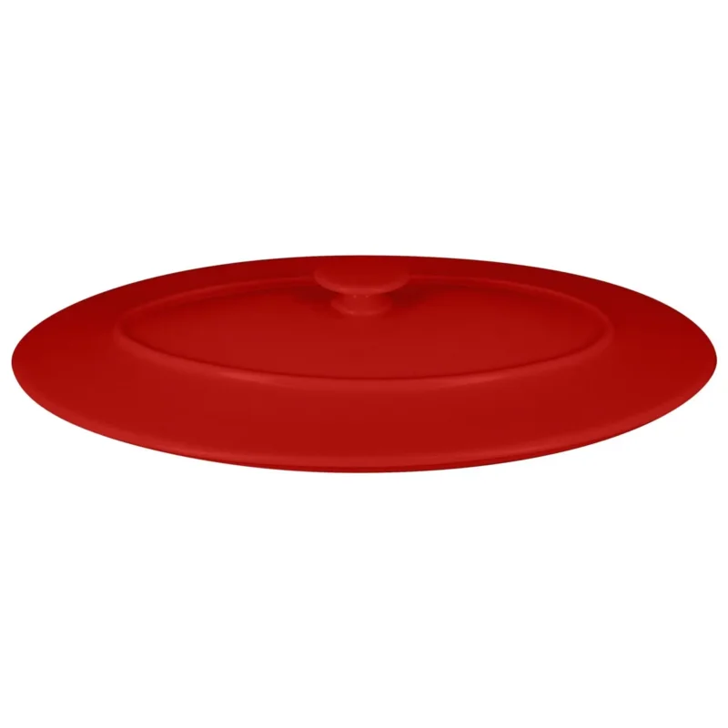 Meilleure Vente Couvercle avec poignée ovale rouge porcelaine vitrifiée 31x21 cm Chefs Fusion Rak