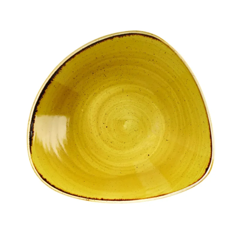 Pas Cher Bol triangulaire Mustard porcelaine vitrifiée 23,5x23,5 cm Stonecast Mustard Churchill