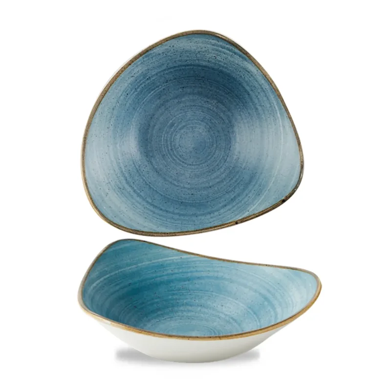 Livraison Express Bol triangulaire Raw Teal porcelaine vitrifiée 23,5x23,5 cm Stonecast Raw Churchill
