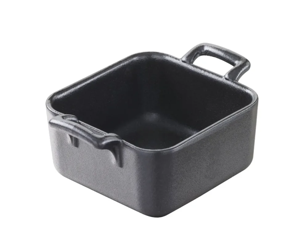 Haute Qualité Mini plat carré noir porcelaine culinaire 7x7 cm Belle Cuisine Revol
