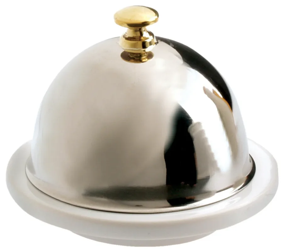 Offre Spéciale Beurrier avec cloche inox rond blanc porcelaine culinaire Ø 9 cm Les Essentiels Revol