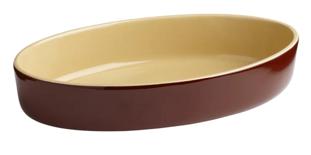 Acheter En Ligne Plat sabot ovale brun grès émaillé 21x14 cm Pro.mundi
