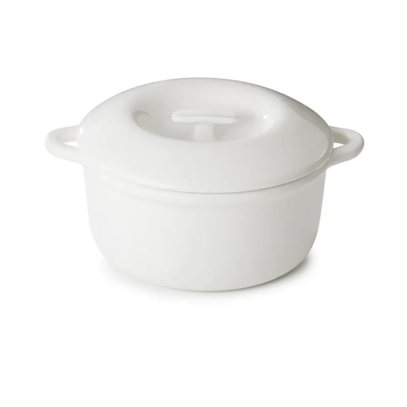 Cocotte avec couvercle pour induction rond Blanc albâtre porcelaine culinaire Ø 26 cm Bombance Revol Prix Choc