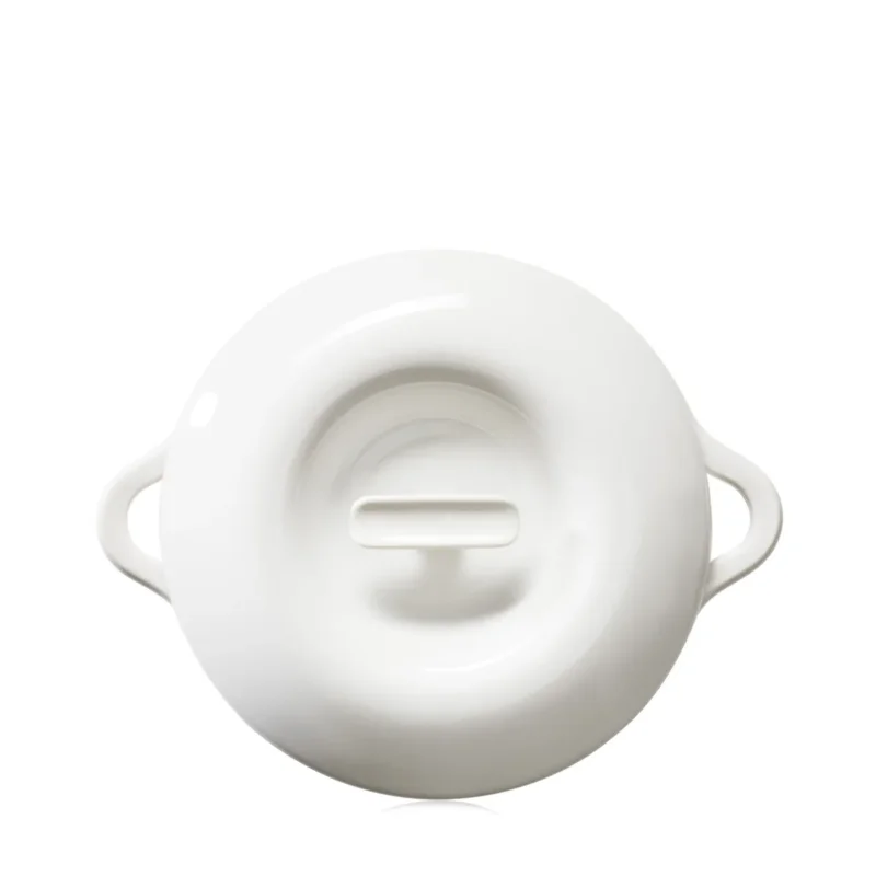Certifié Cocotte avec couvercle rond Blanc albâtre porcelaine culinaire Ø 22 cm Bombance Revol