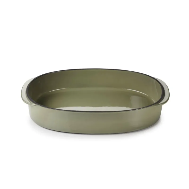 Bon Plan Plat ovale vert porcelaine culinaire 34 cmCaractère Revol