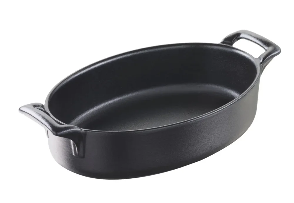 Certifié Plat ovale noir porcelaine culinaire 18x12 cm Belle Cuisine Revol