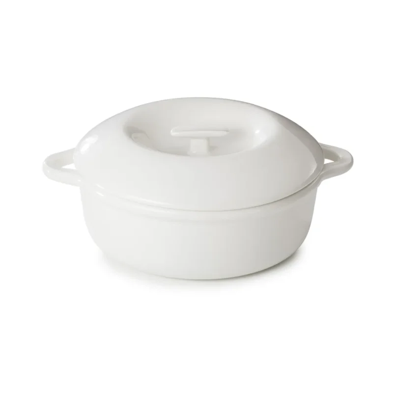 Produit De Marque Cocotte avec couvercle pour induction rond Blanc albâtre porcelaine culinaire Ø 29 cm Bombance Revol