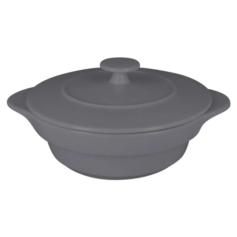 Cocotte avec couvercle rond gris porcelaine vitrifiée Ø 16 cm Chefs Fusion Rak Promotion